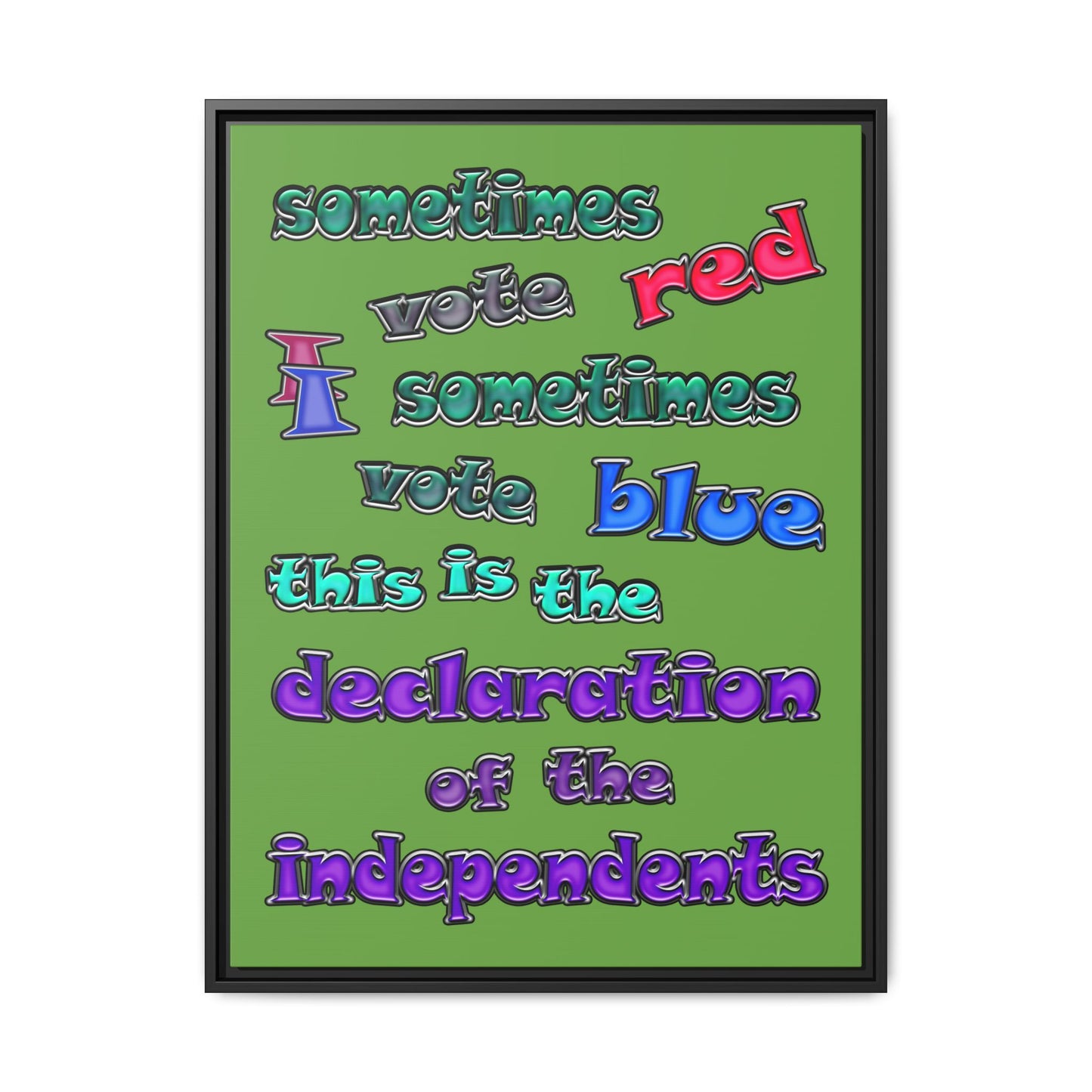 declaration of the independents - framed canvas art (green)