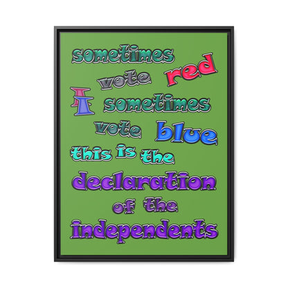 declaration of the independents - framed canvas art (green)