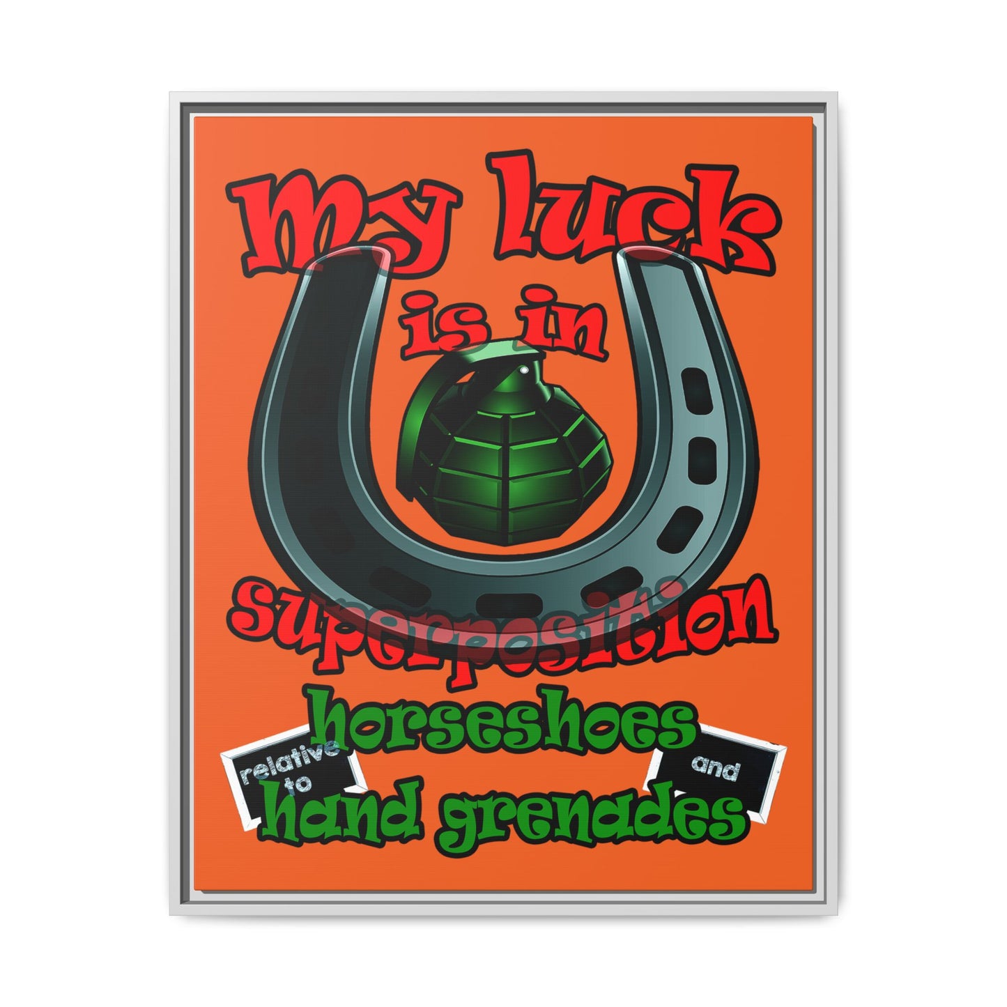 my luck - framed canvas art (orange)