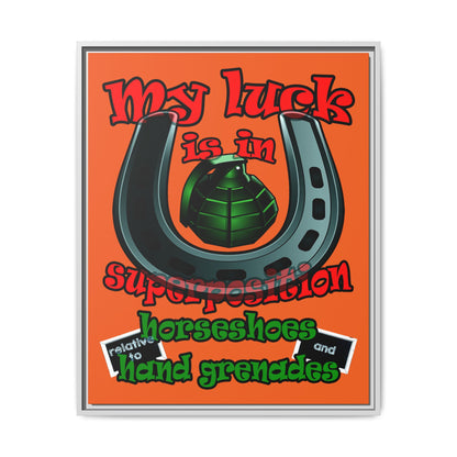 my luck - framed canvas art (orange)