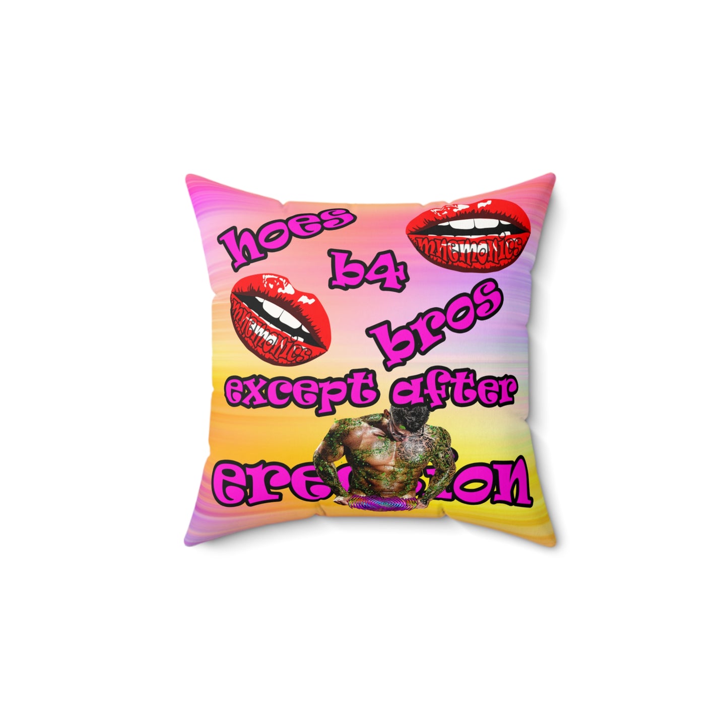 hoes b4 bros - Faux Suede Square Pillow - (color blur)