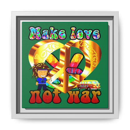 love peace - framed canvas art (dark green)