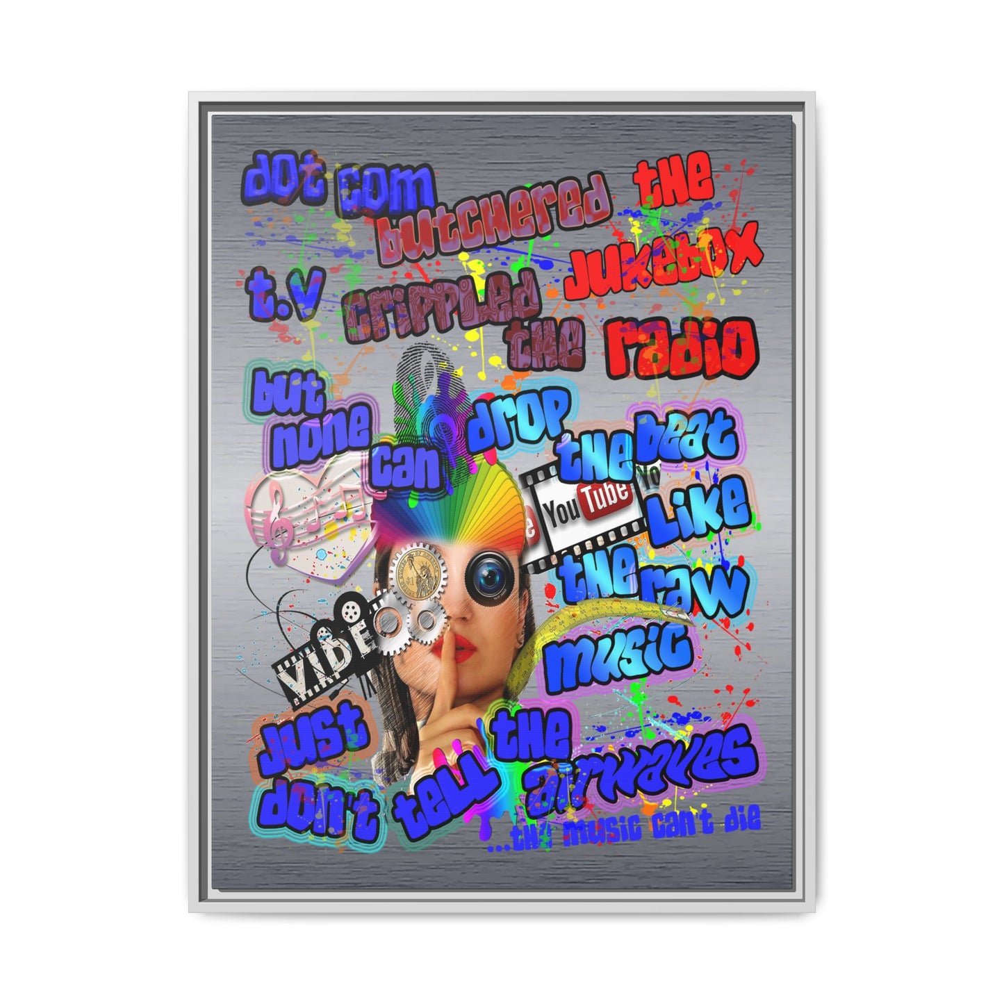 drop the beat - framed canvas art (brushed nickel)