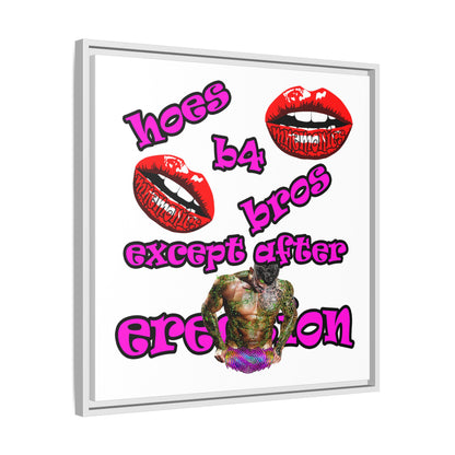 hoes b4 bros - framed canvas art (white)