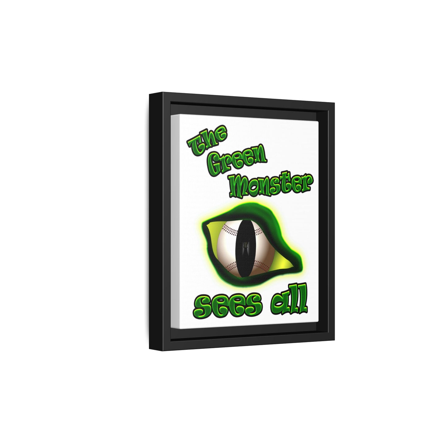 green monster - framed canvas art (white)
