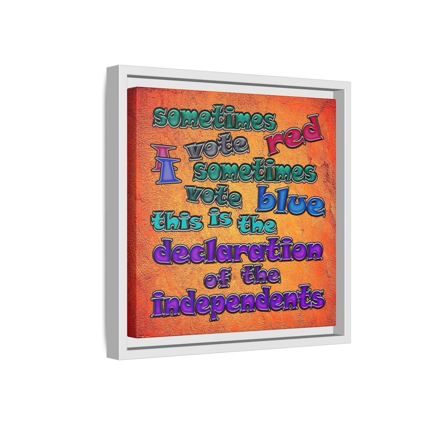 declaration of the independents - framed canvas art (burnt orange)