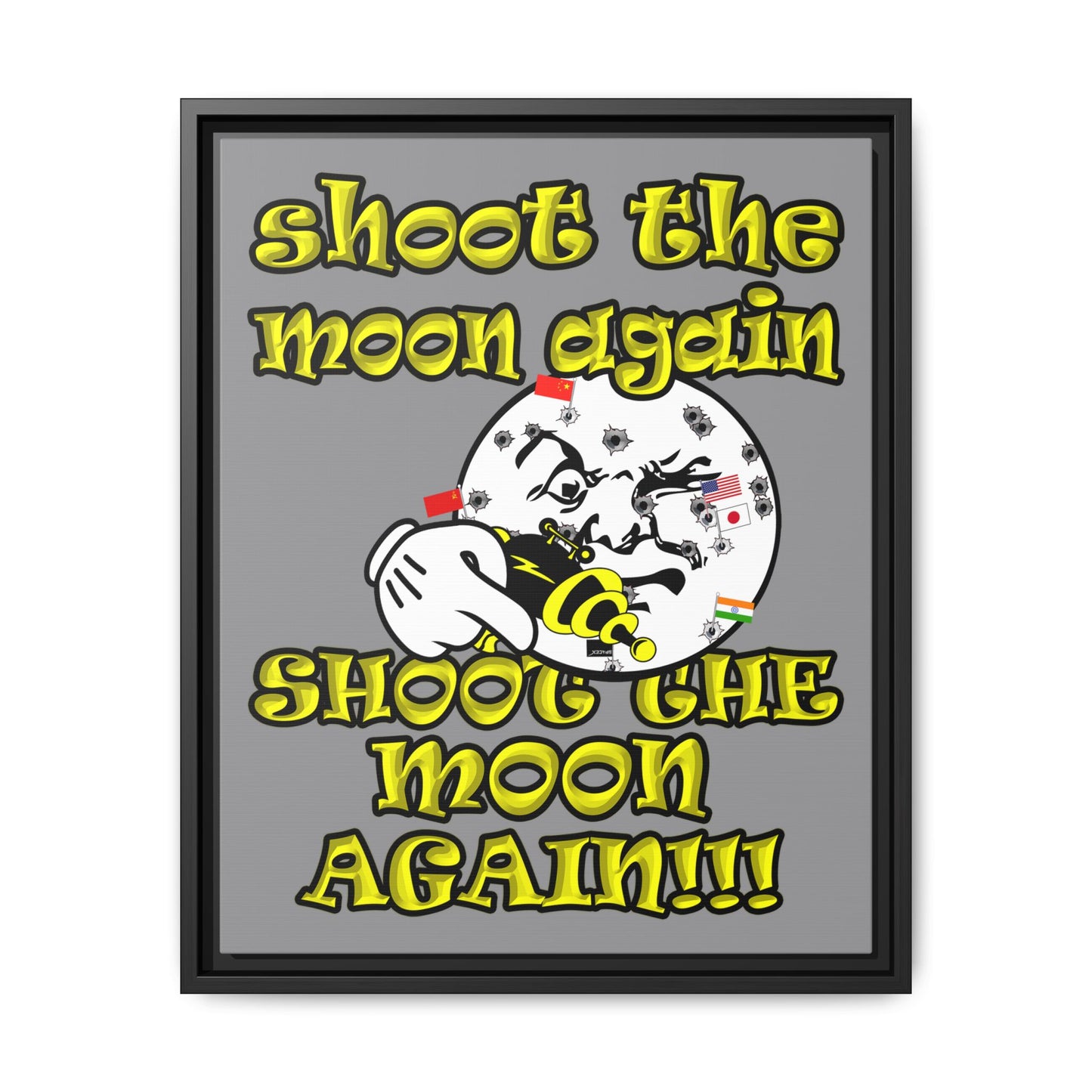 shoot the moon again - framed canvas art (grey)