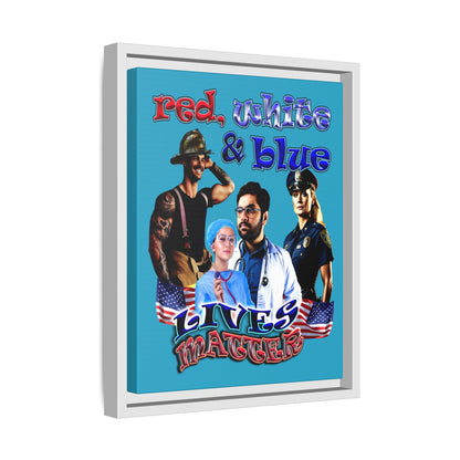 rw&b lives matter - framed canvas art (turquoise)