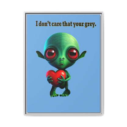 I don't care that your grey - framed canvas art (light blue)