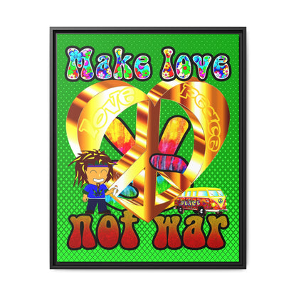 love peace - framed canvas art (logo green)