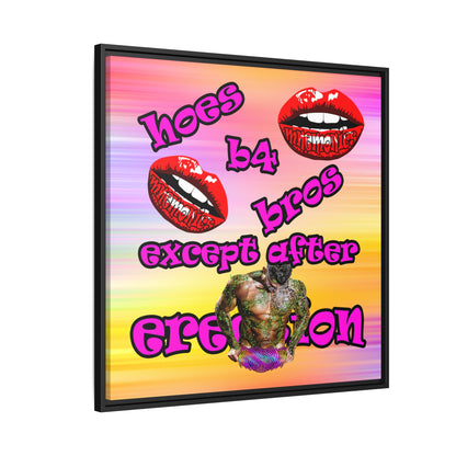 hoes b4 bros - framed canvas art (color blur)