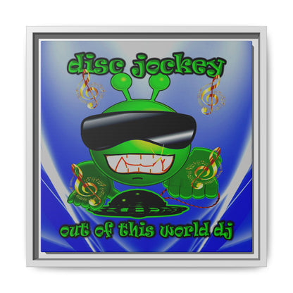 disc jockey - framed canvas art (blue-white wave)