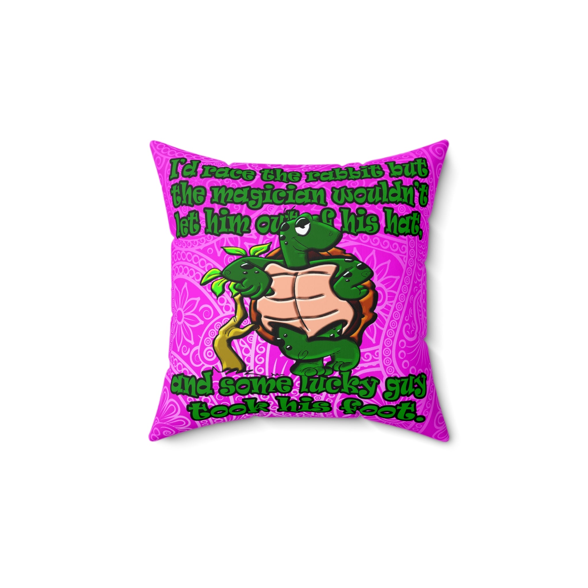 turtle race - Spun Polyester Square Pillow - (pink swirl)