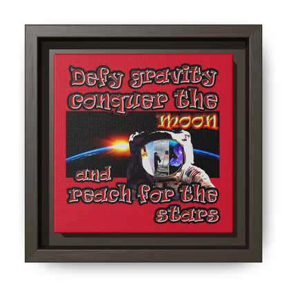 defy conquer reach - framed canvas art (dark red)