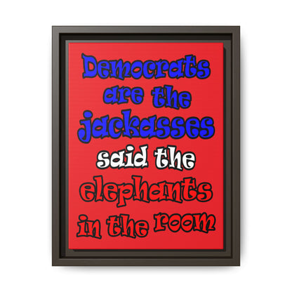 donkeys and elephants - framed canvas art (red)