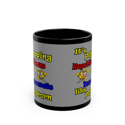 popping like popcorn - Black Mug (grey)
