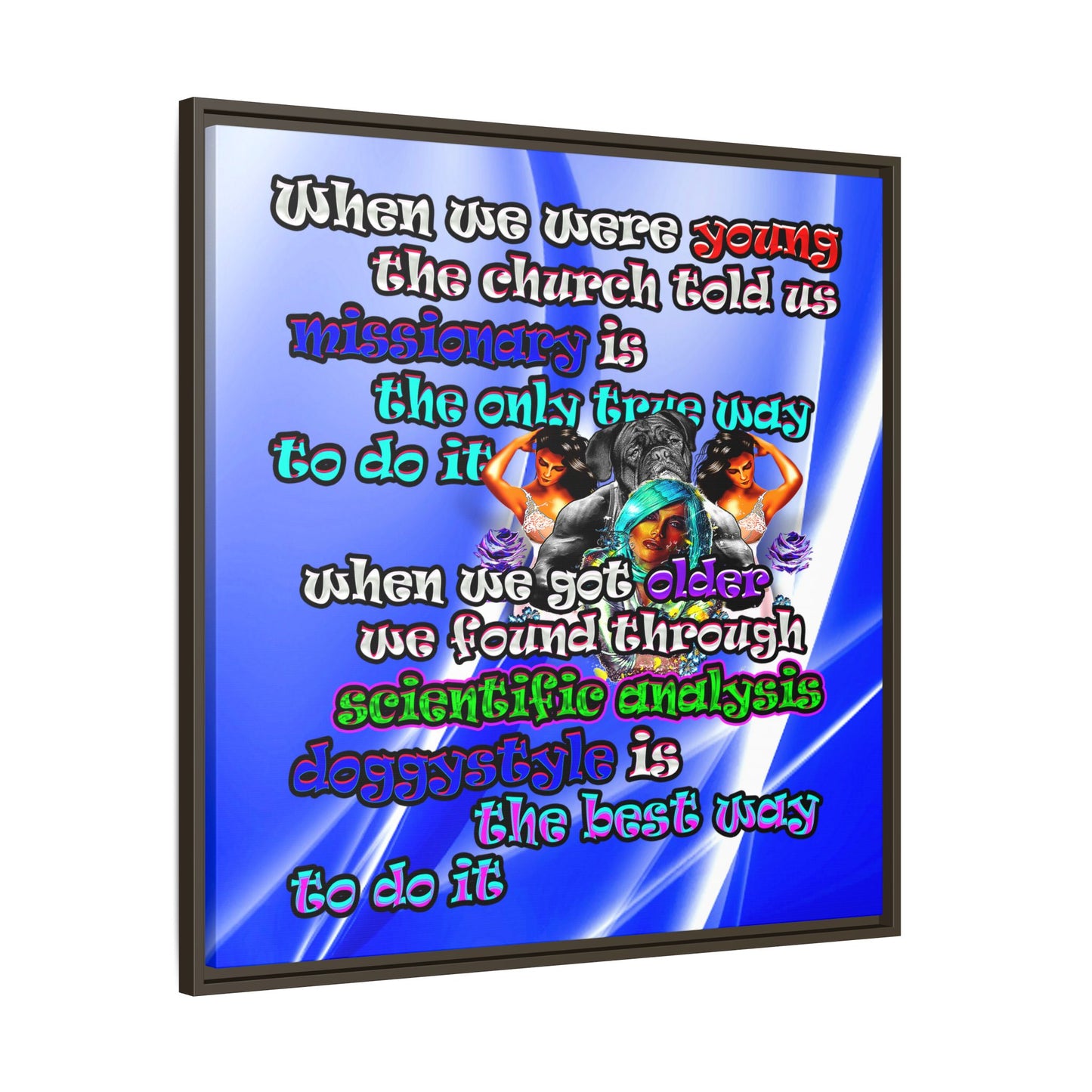 doggystyle - framed canvas art (blue-white wave)