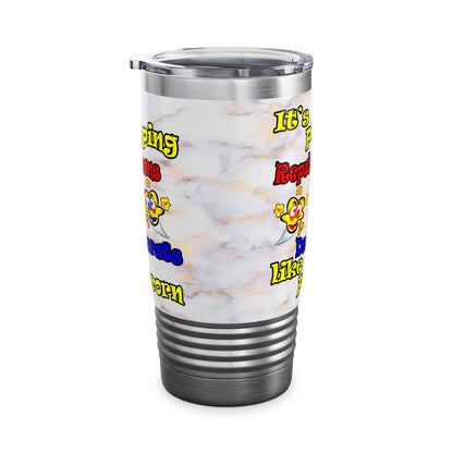 popping like popcorn - Ringneck Tumbler, 20oz (white marble)