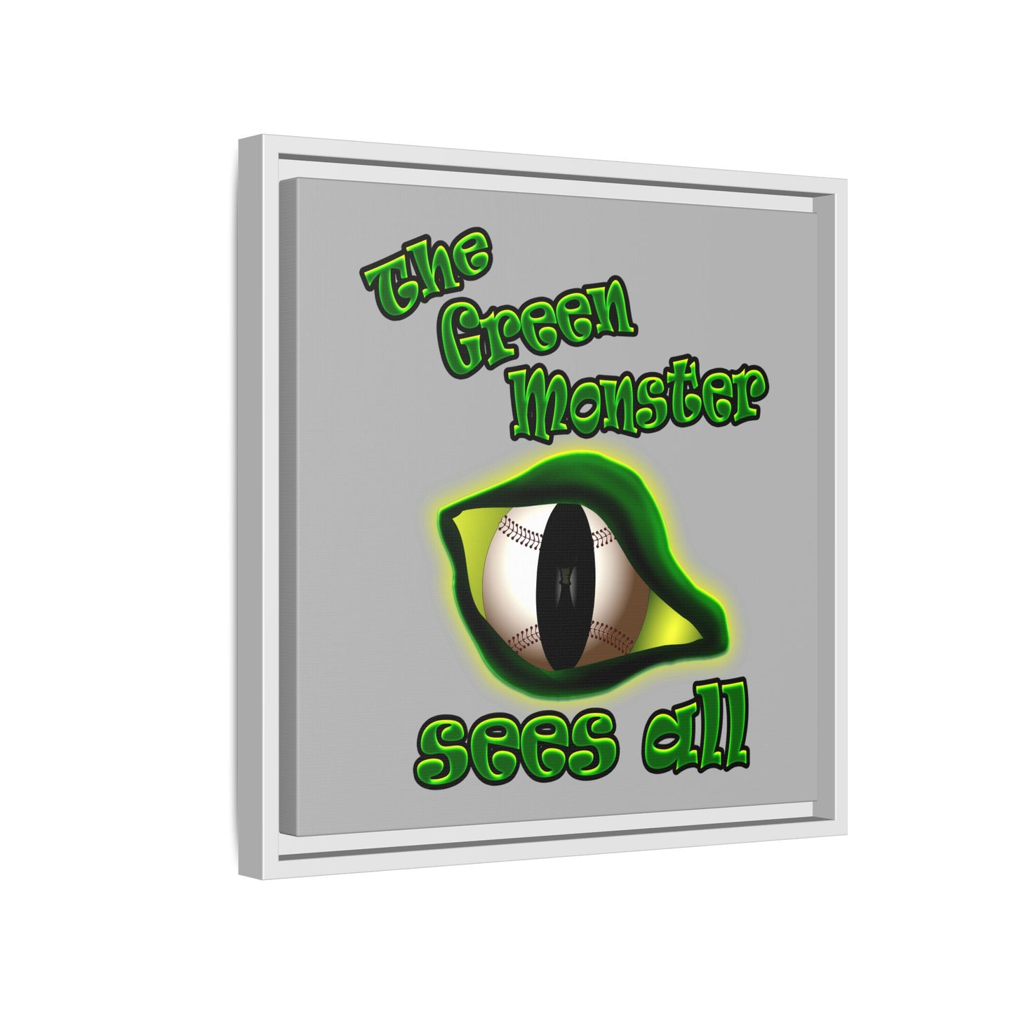 green monster - framed canvas art (light grey)