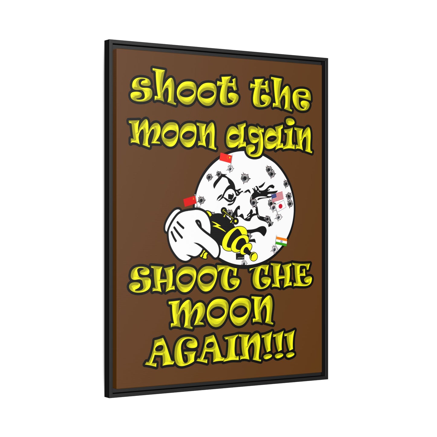 shoot the moon again - framed canvas art (brown)