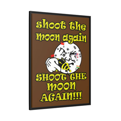 shoot the moon again - framed canvas art (brown)