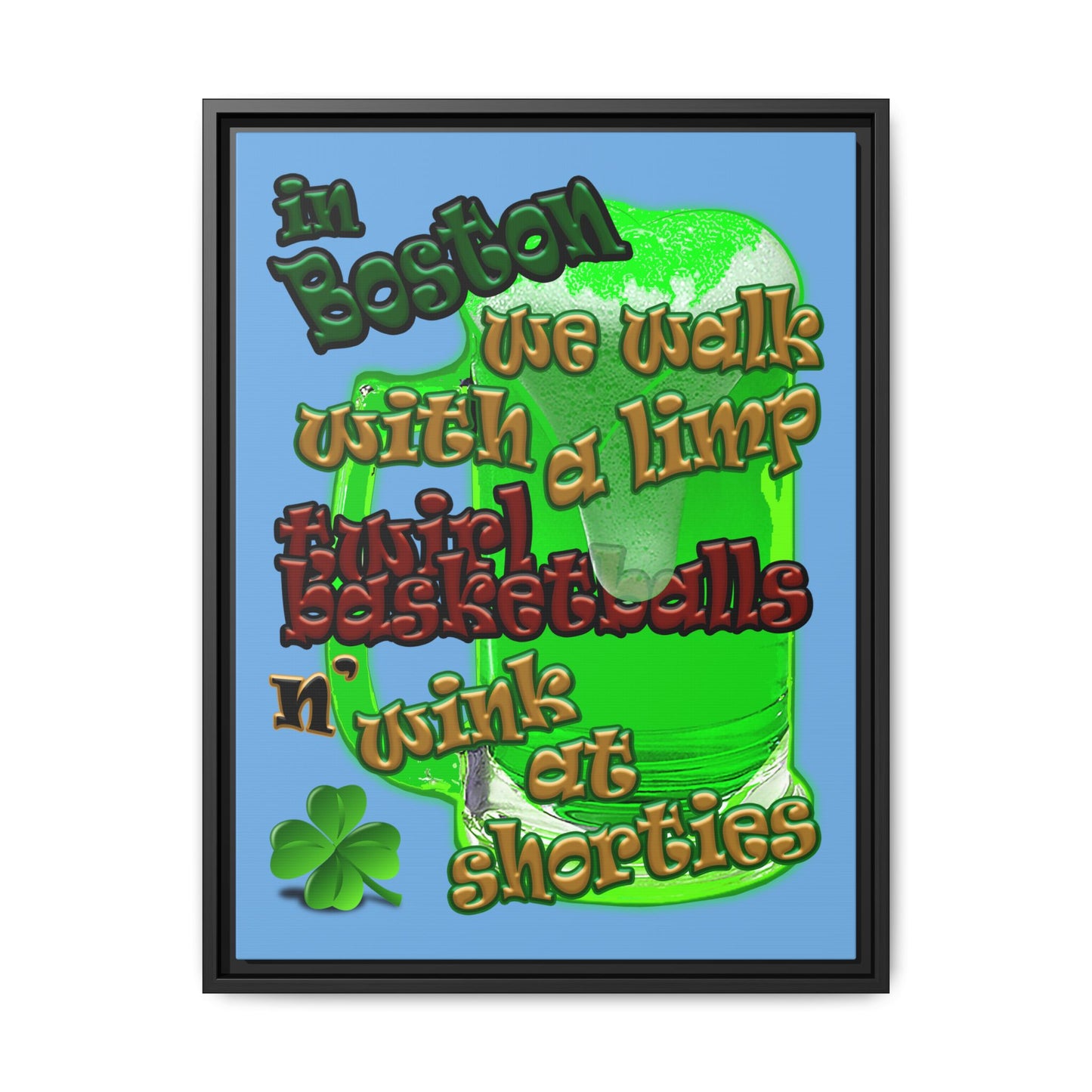 celtics logo - framed canvas art (light blue)