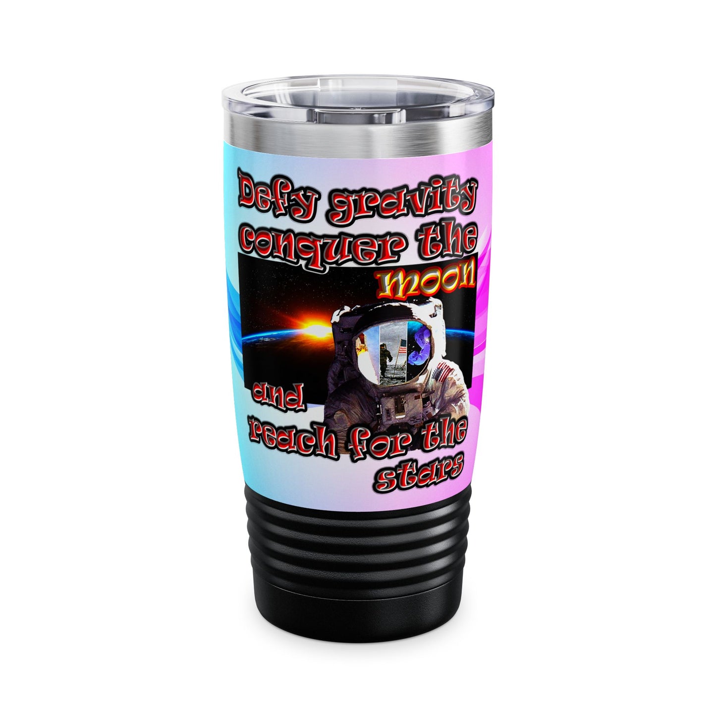 defy conquer reach - Ringneck Tumbler, 20oz (light blue-pink wave)