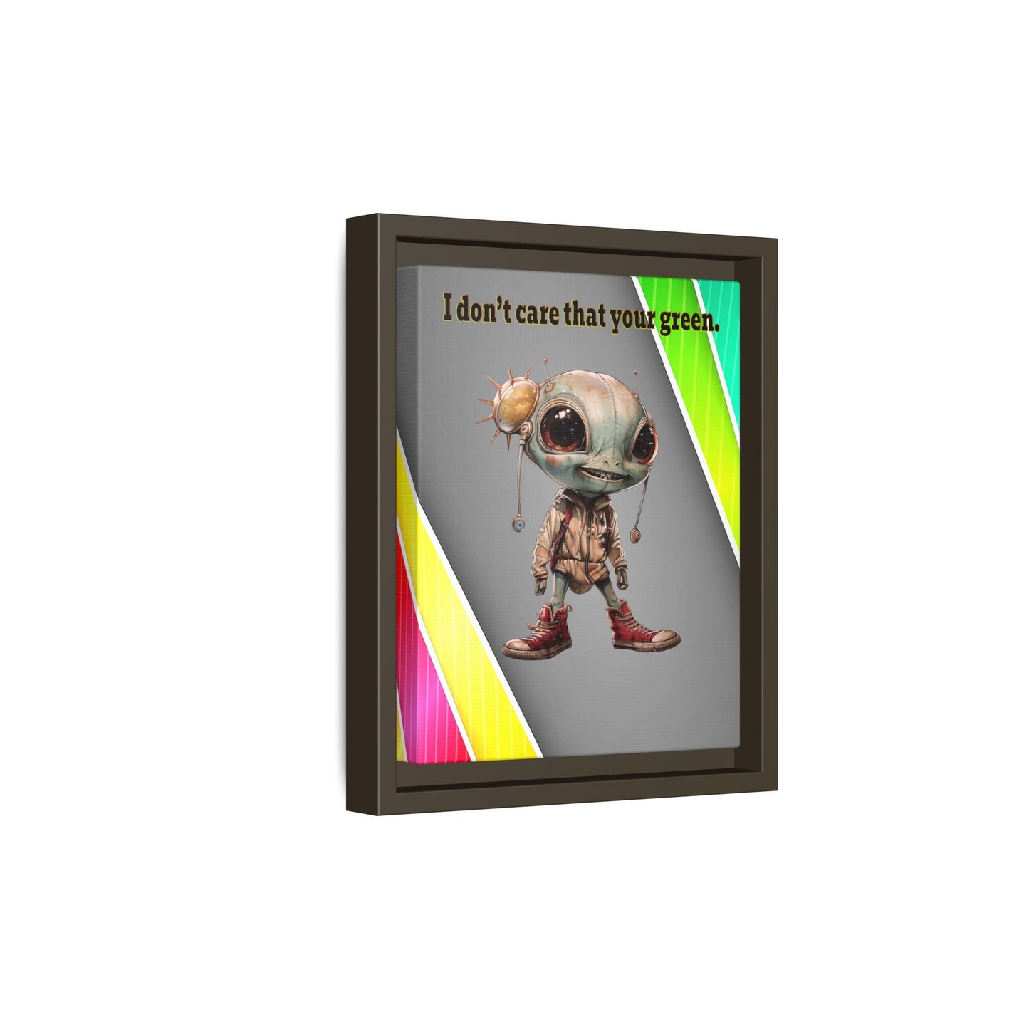 I don't care that your green - framed canvas art (rainbow split)