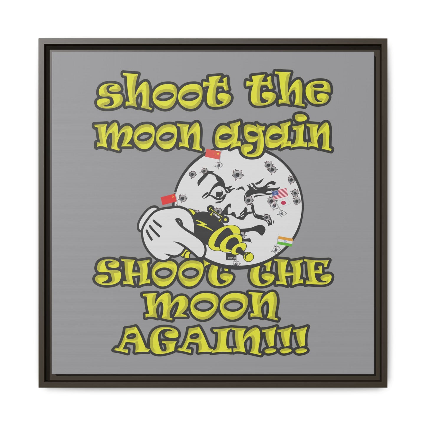 shoot the moon again - framed canvas art (grey)