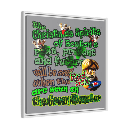 christmas spirits of boston - framed canvas art (grey)