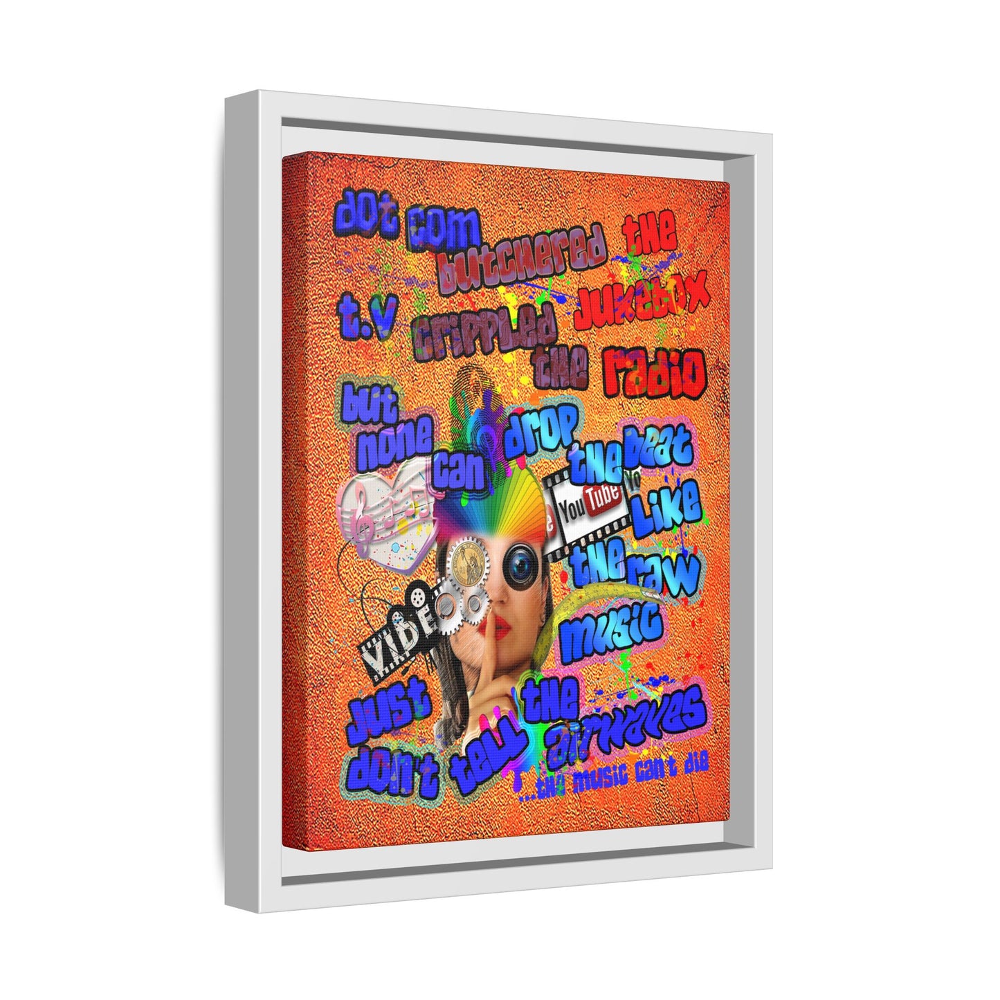 drop the beat - framed canvas art (burnt orange)