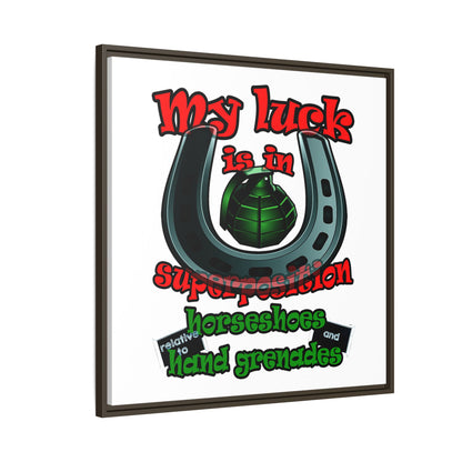 my luck - framed canvas art (white)