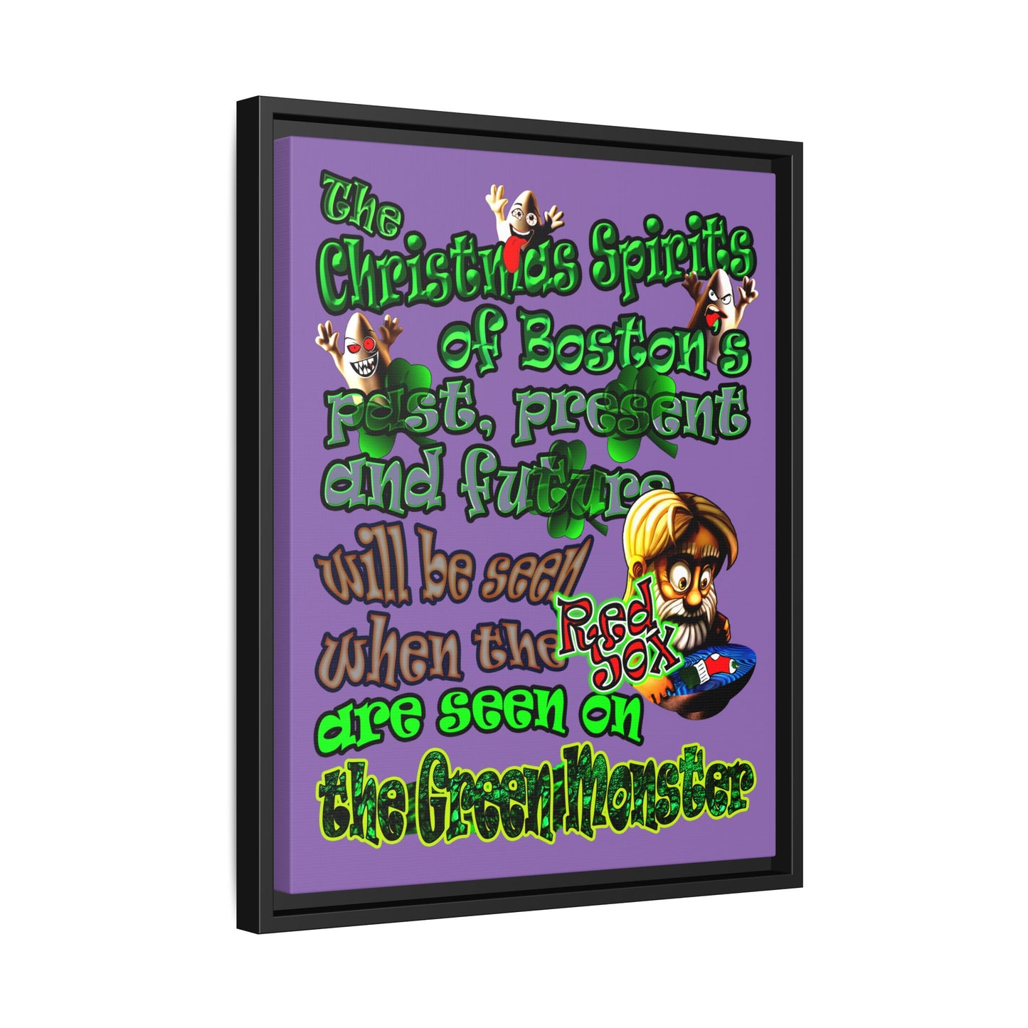 christmas spirits of boston - framed canvas art (light purple)