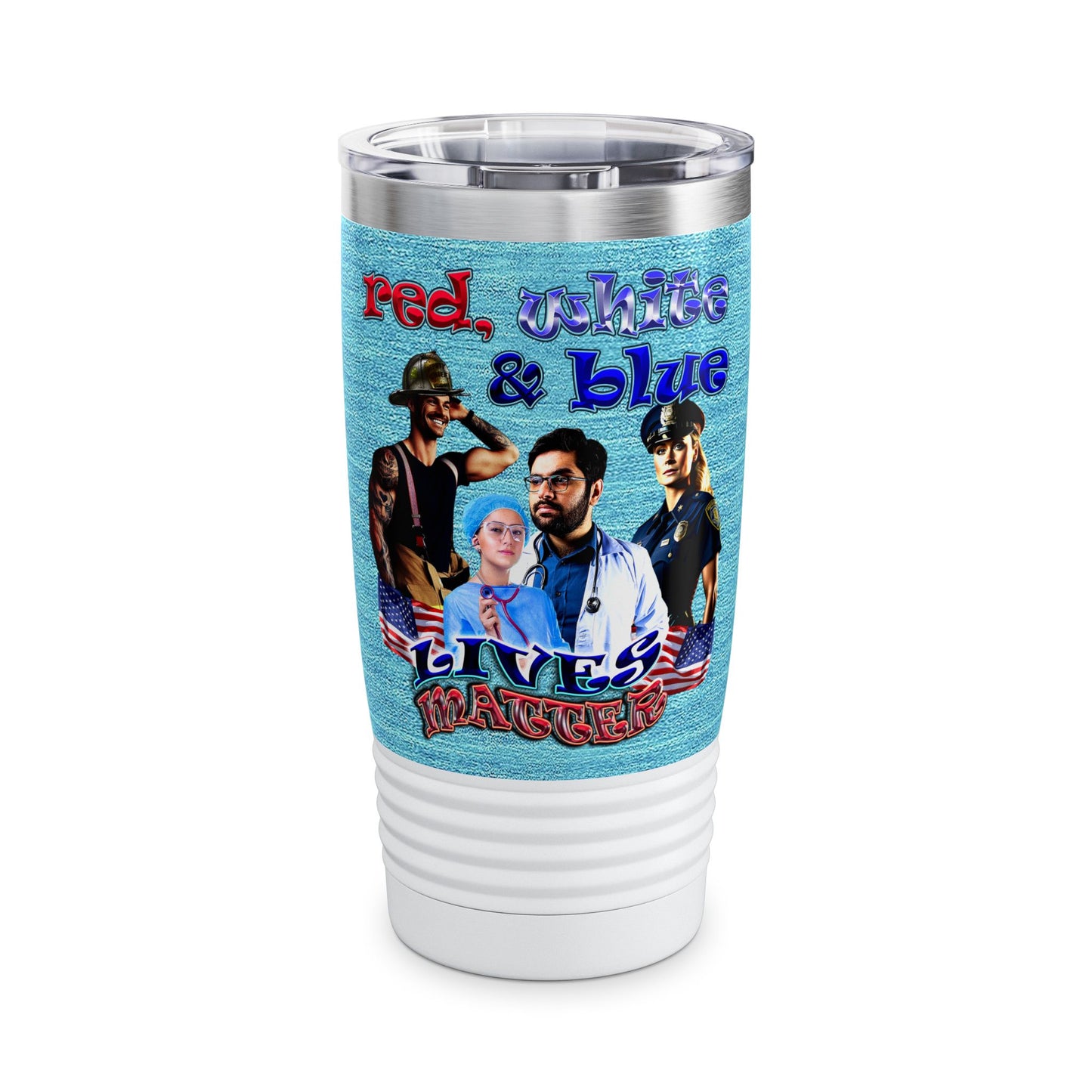 rw&b lives matter - Ringneck Tumbler, 20oz (faded blue)
