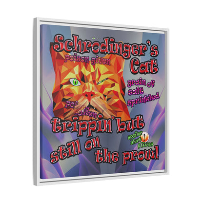 schrodinger's cat - framed canvas art (grey-pink wave)