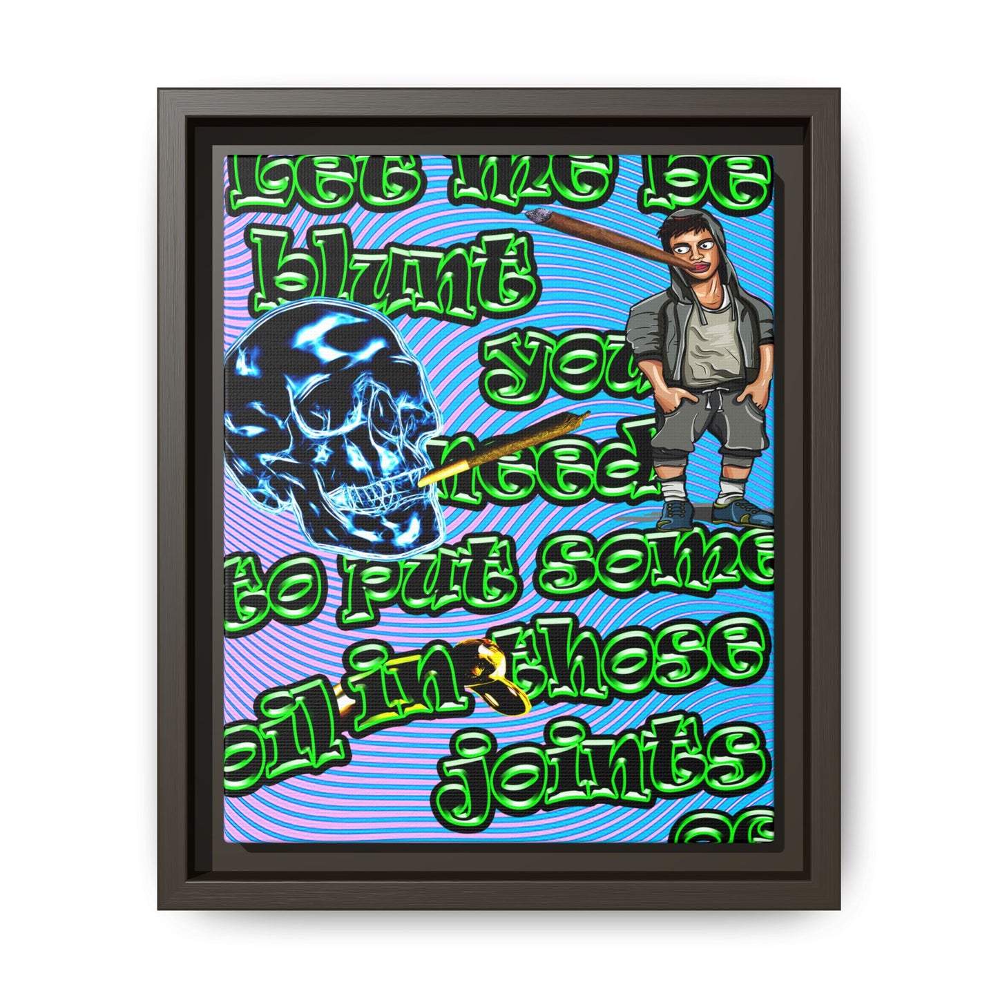 og - framed canvas art (light blue-purple wave)