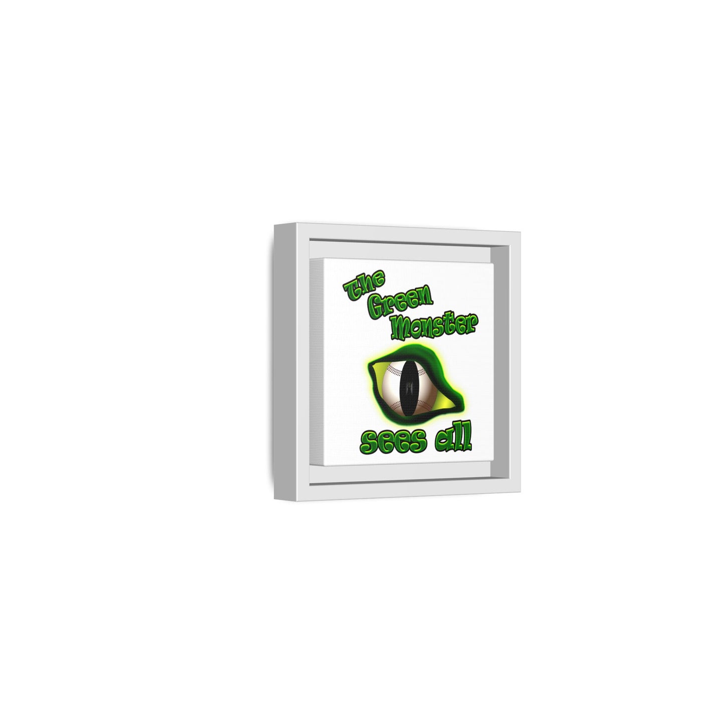 green monster - framed canvas art (white)