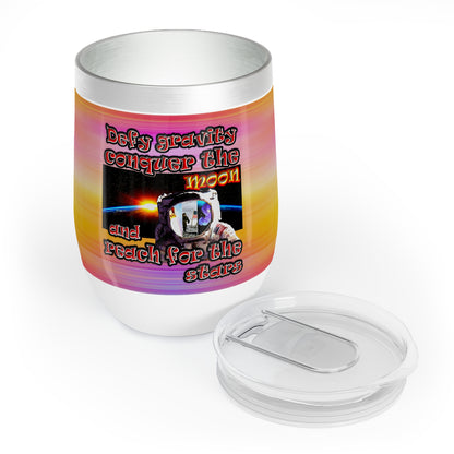 defy conquer reach - Chill Wine Tumbler (color blur)