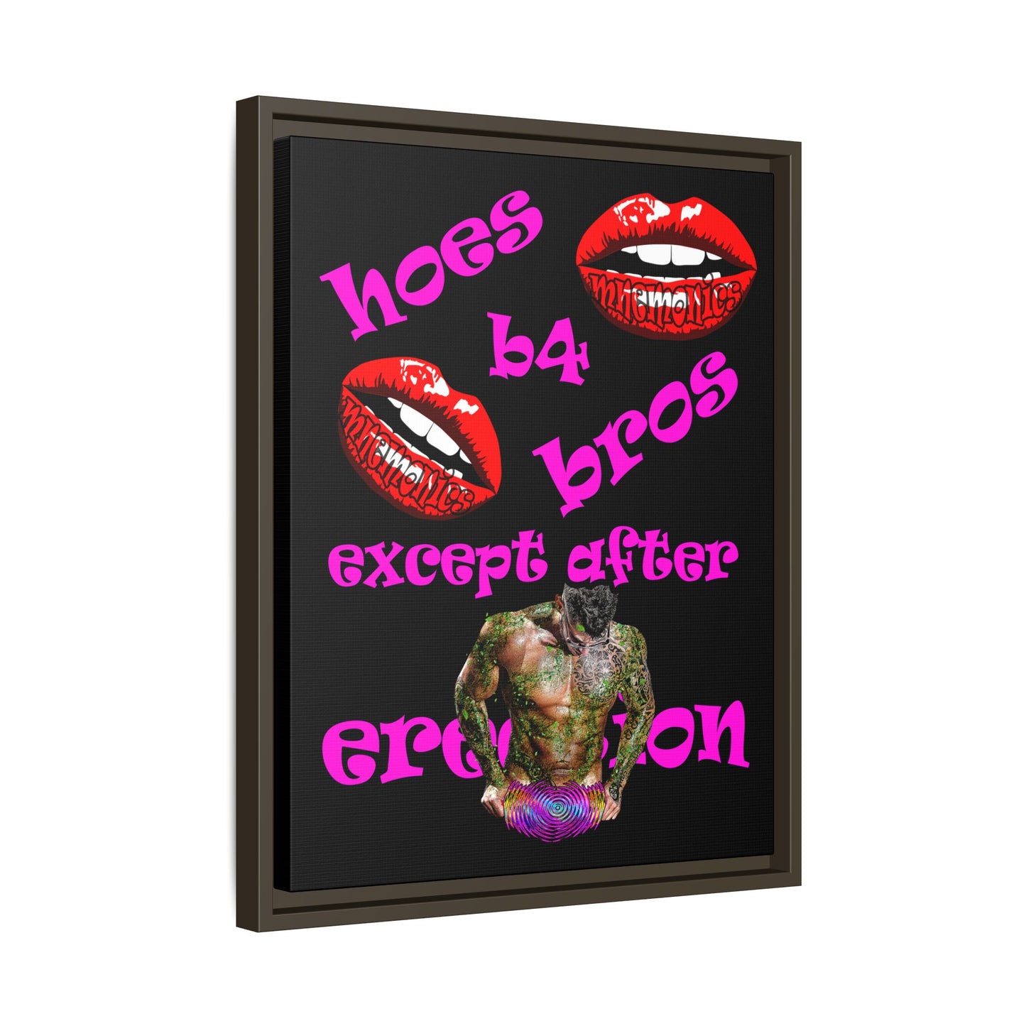 hoes b4 bros - framed canvas art (black)