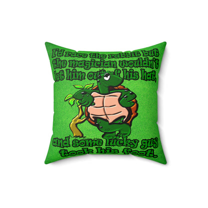 turtle race - Faux Suede Square Pillow - (green turf)