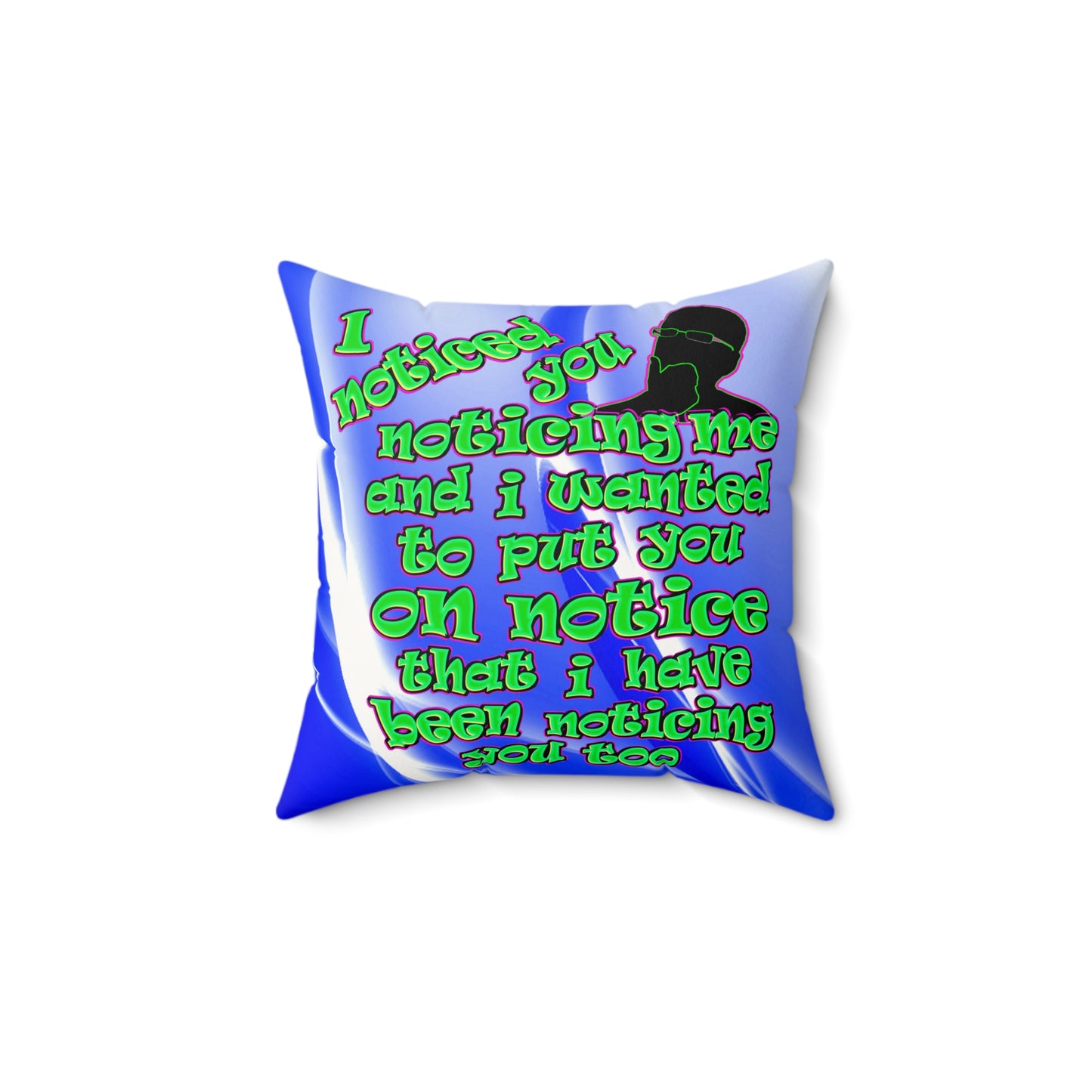 noticed you noticing - Faux Suede Square Pillow - (blue-white wave)