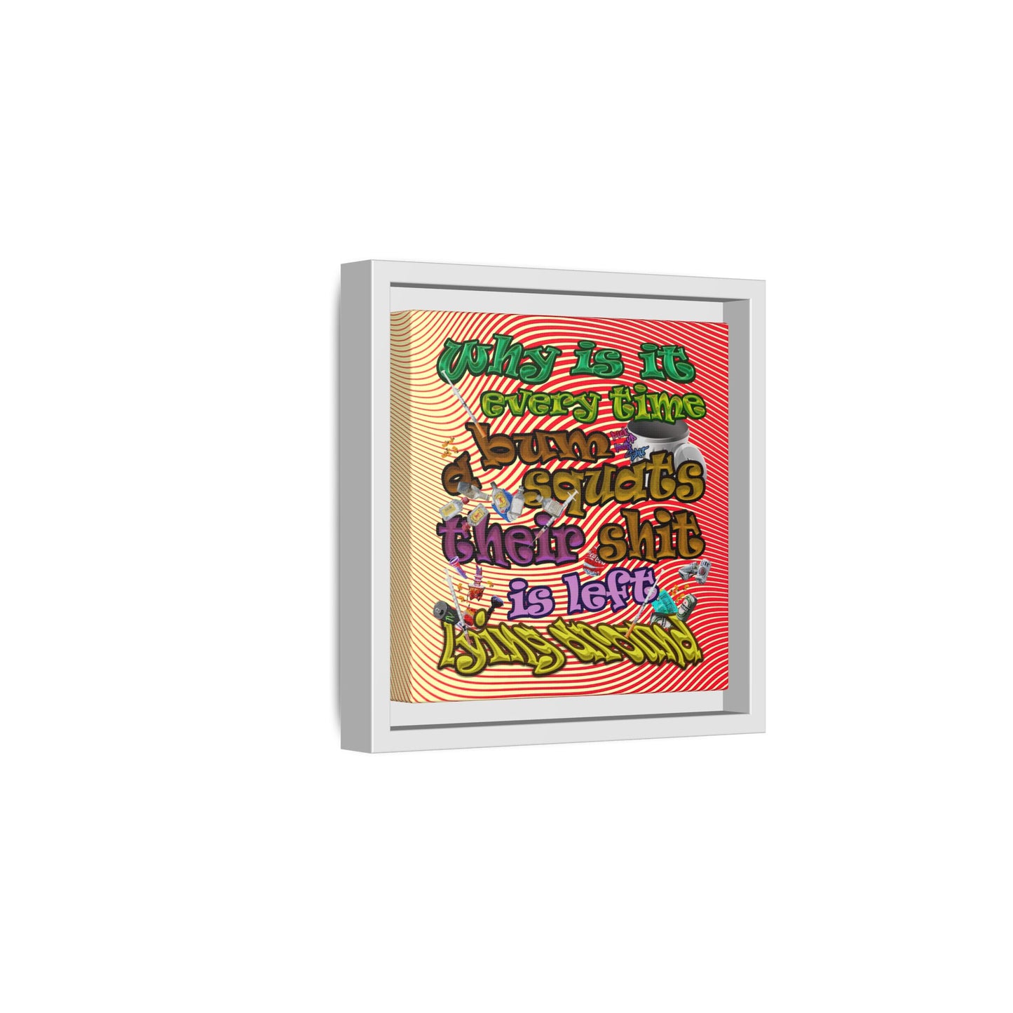 the bum's shit - framed canvas art (yellow-orange wave)