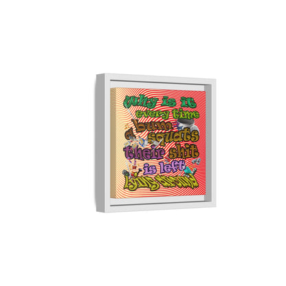the bum's shit - framed canvas art (yellow-orange wave)