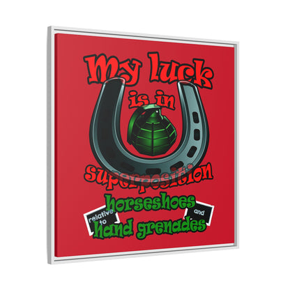my luck - framed canvas art (dark red)