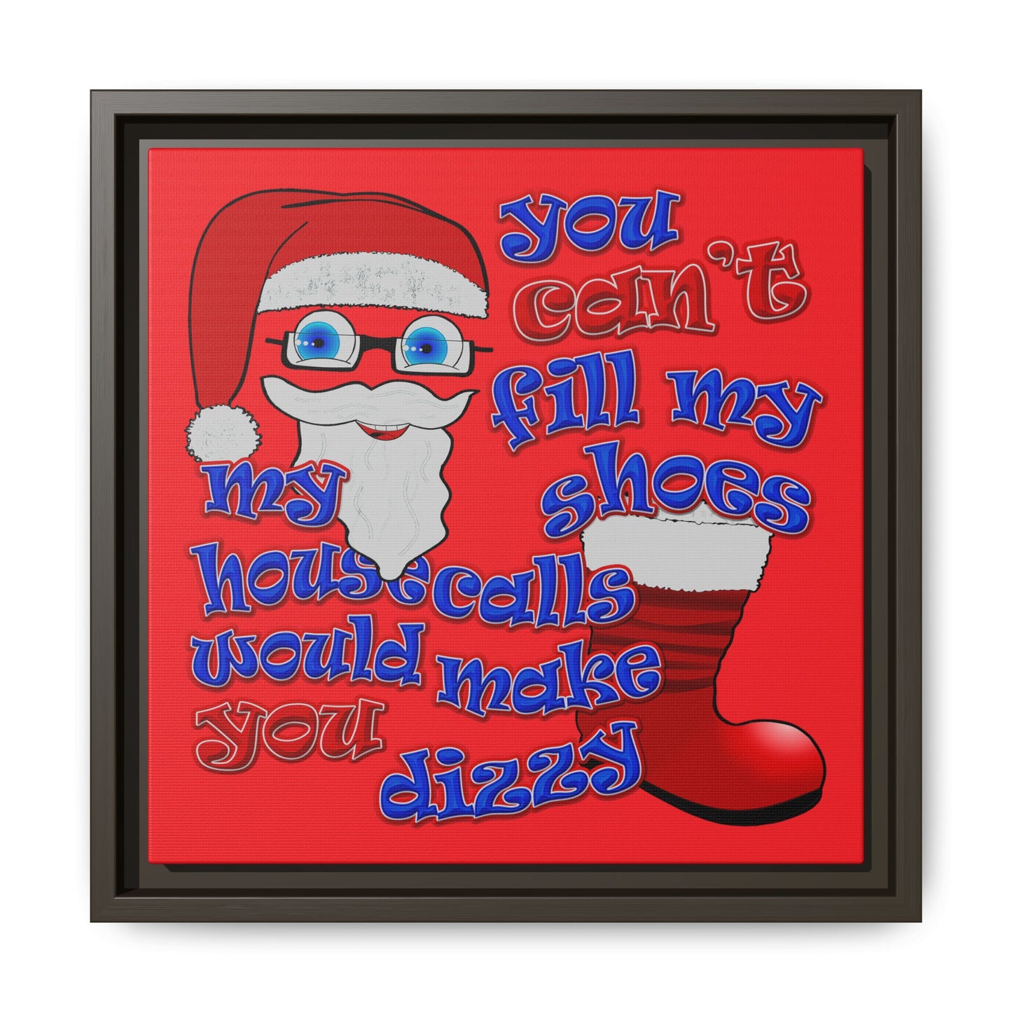 santa's shoes - framed canvas art (red)