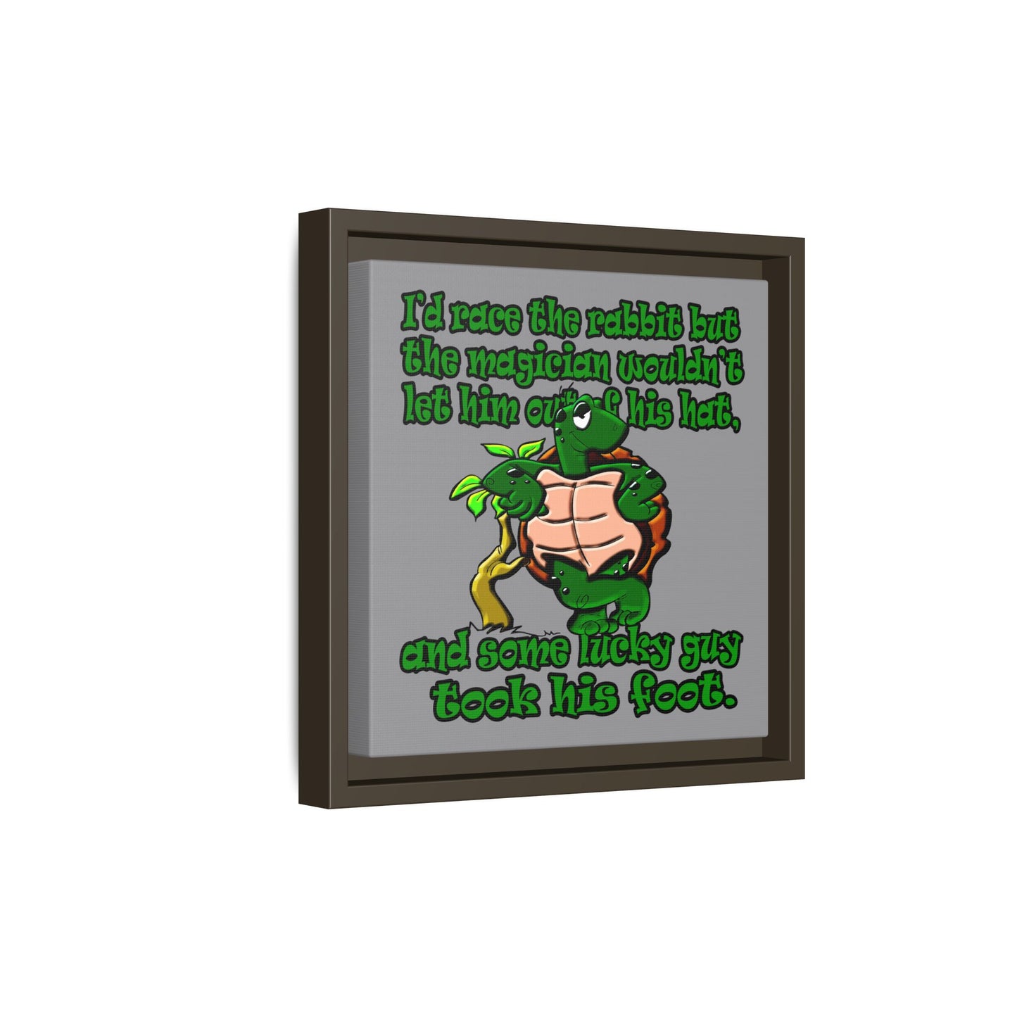 turtle race - framed canvas art (grey)