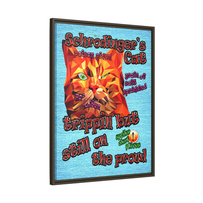 schrodinger's cat - framed canvas art (faded blue)