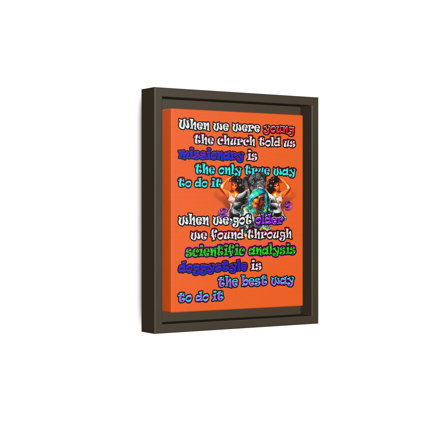 doggystyle - framed canvas art (orange)