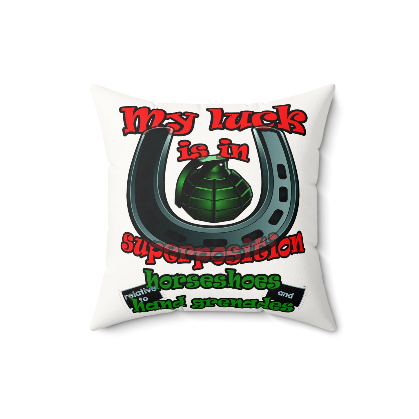 my luck - Faux Suede Square Pillow - (white)