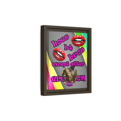 hoes b4 bros - framed canvas art (rainbow split)